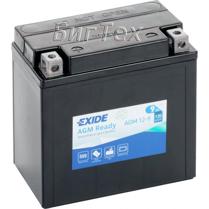 Мото аккумулятор EXIDE AGM 12-9, 9 Ач (YB9-B)