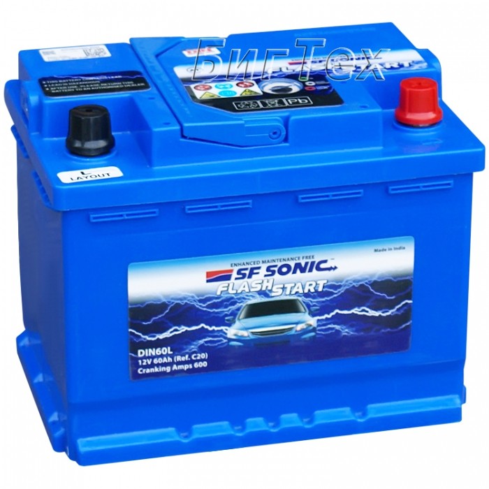 Аккумулятор автомобильный SF SONIC 60 Ач 600А