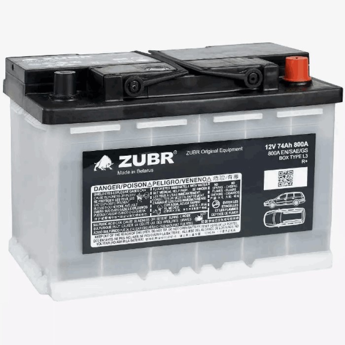Аккумулятор автомобильный ZUBR OE 74Ач R+ 800A...