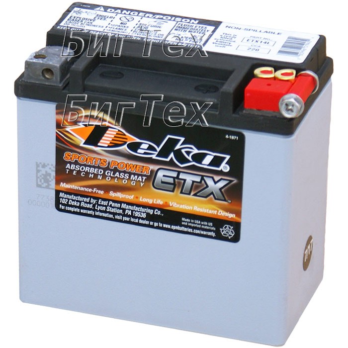 Мото аккумулятор Deka ETX14L, 12Ач (65958-04)