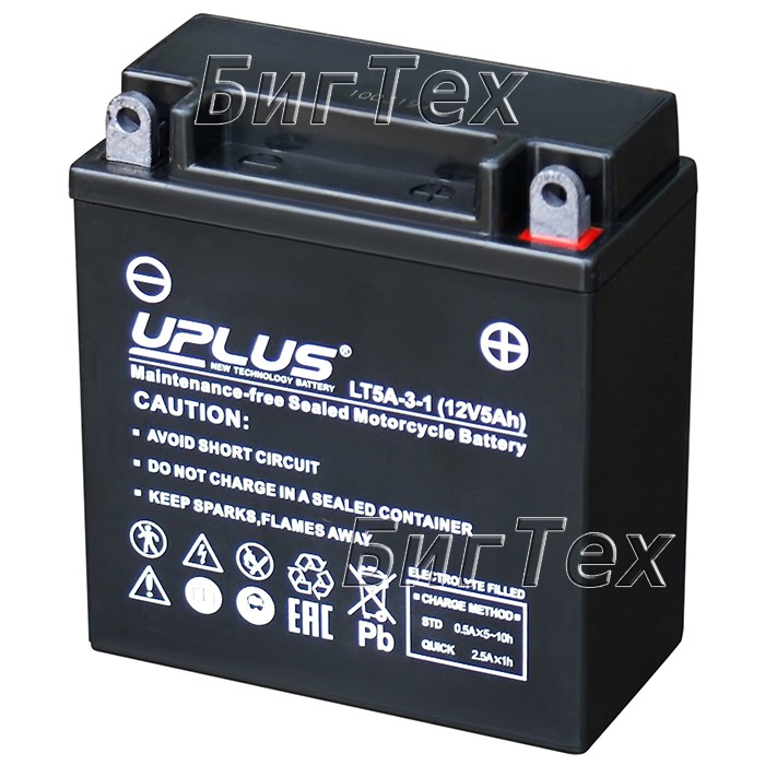 Мото аккумулятор Uplus LT5A-3-1 AGM 5 Ач (YB5L-B)
