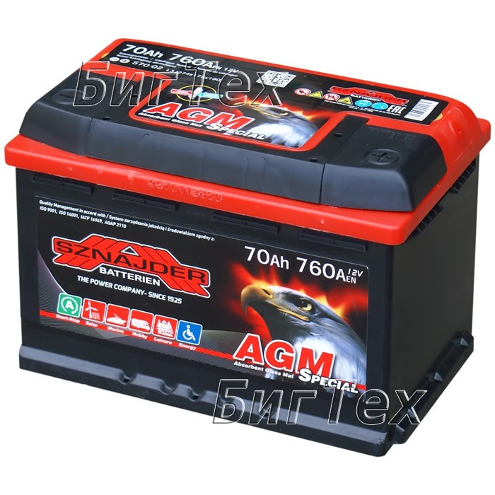 Аккумулятор автомобильный Sznajder AGM 70Ah L3...