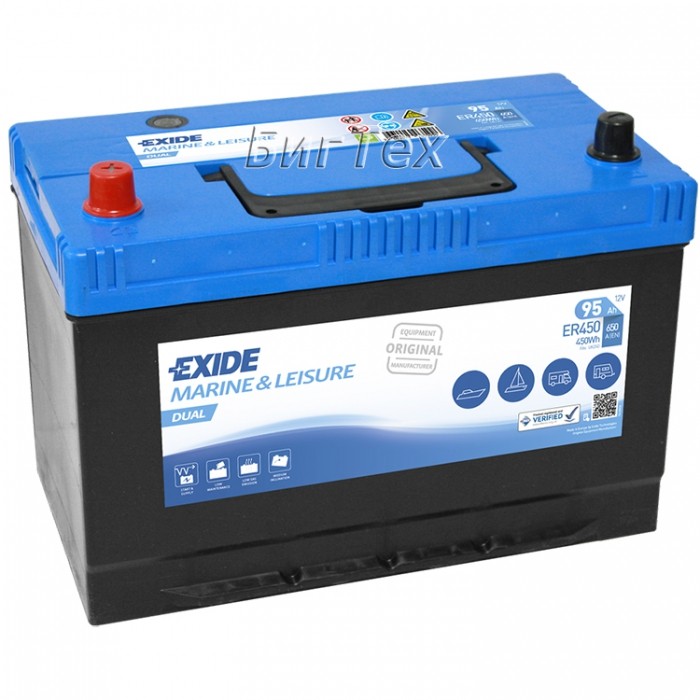 Аккумулятор лодочный EXIDE MARINE ER450, 95 Ач...