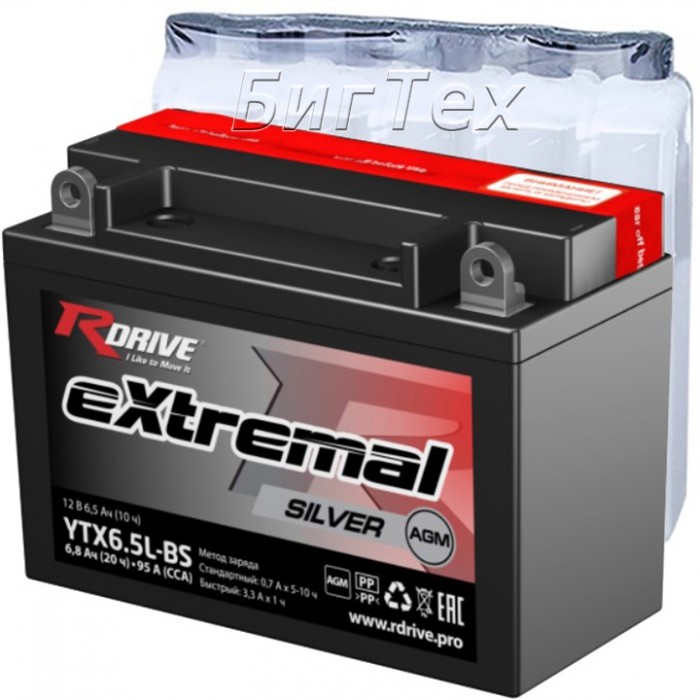 Мото аккумулятор RDrive Silver YTX6.5L-BS...