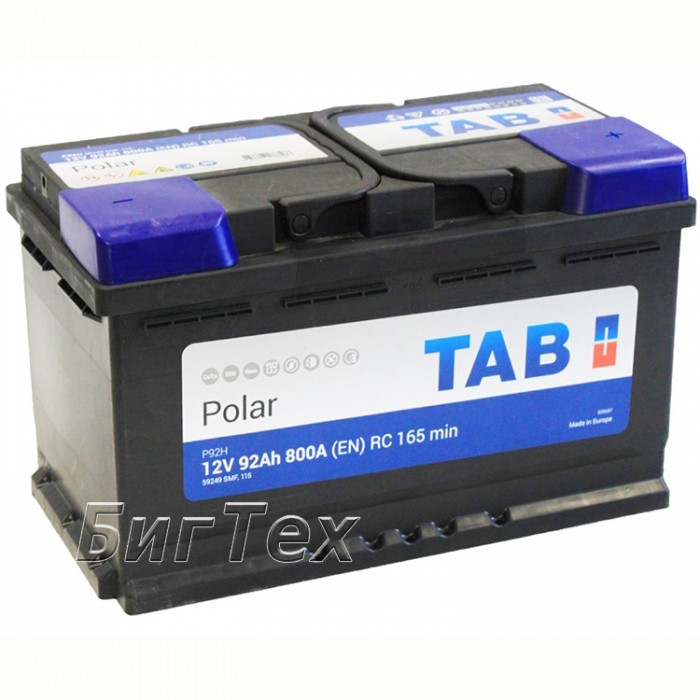 Аккумулятор автомобильный TAB Polar 92 Ач (низкий)