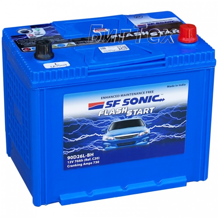 Аккумулятор автомобильный SF SONIC 90D26L 70Ач...