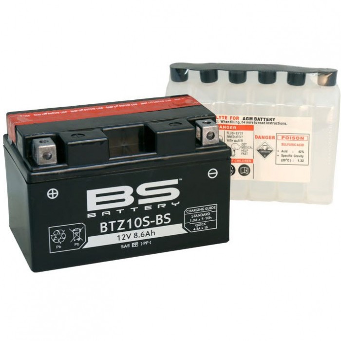 Мото аккумулятор BS BTZ10S-BS 8.6 Ач (YTZ10S-BS)