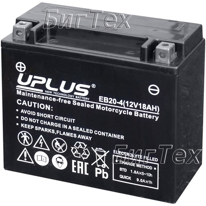 Мото аккумулятор UPLUS EB20H-4 AGM 18 Ач