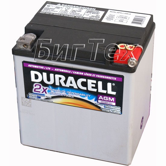 Мото аккумулятор Duracell DTX30L, 30 А/ч