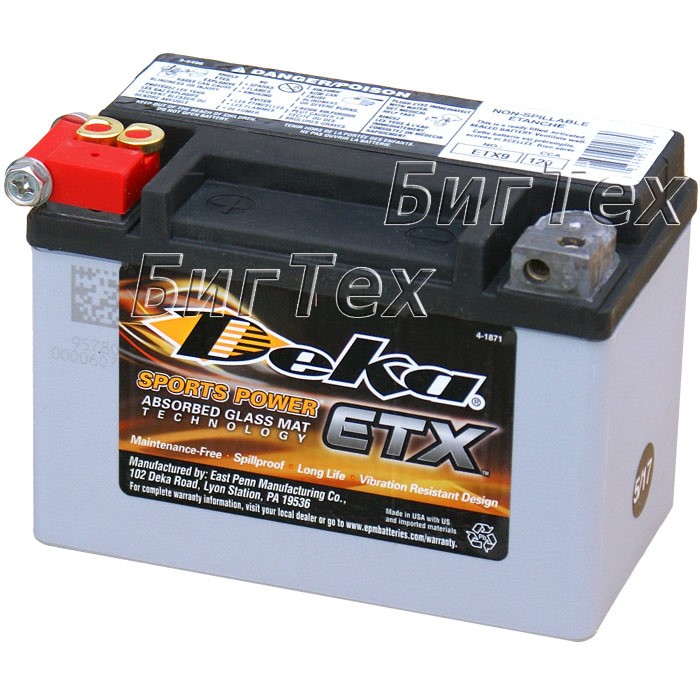 Мото аккумулятор DEKA ETX9, 8Ач (6121 8531108)