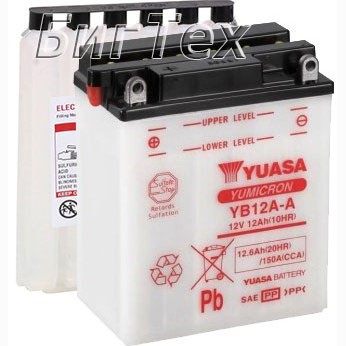 Мото аккумулятор YUASA YB12A-A 12.6 Ач (12N12A-4A)