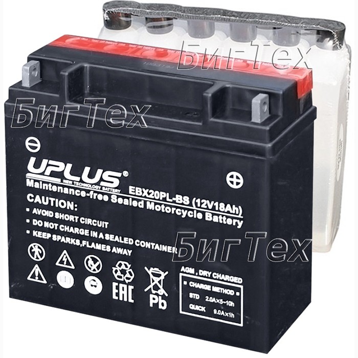 Мото аккумулятор Uplus EBX20PL-BS AGM 18 Ач...