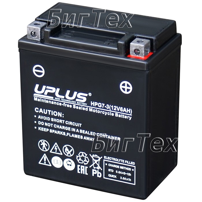 Мото аккумулятор Uplus HPG7-3 Nano Gel 6 Ач...