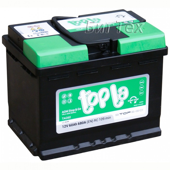 Аккумулятор автомобильный Topla AGM Stop Go L2,...