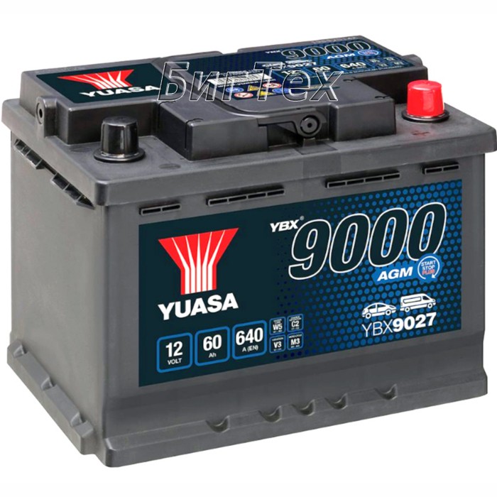 Аккумулятор автомобильный YUASA YBX9027 AGM...