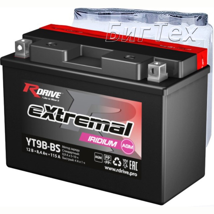 Мото аккумулятор RDrive Iridium YT9B-BS AGM 8.4 Ач