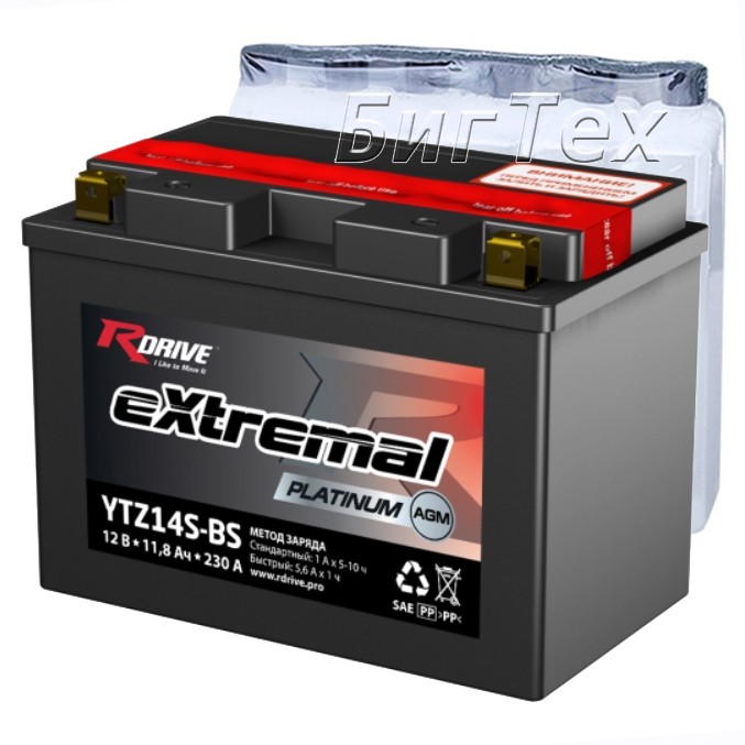 Мото аккумулятор RDrive Platinum YTZ14S-BS 11.8 Ач