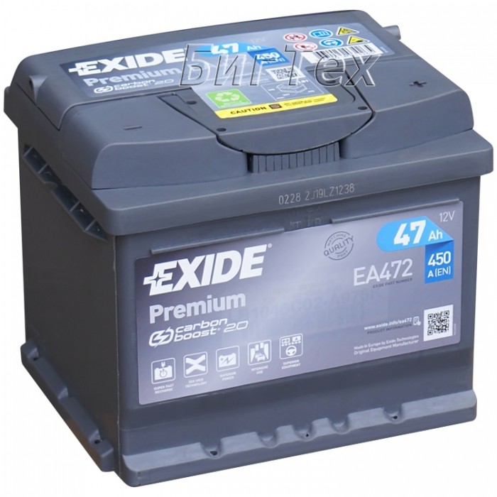 Аккумулятор автомобильный EXIDE Premium EA472...