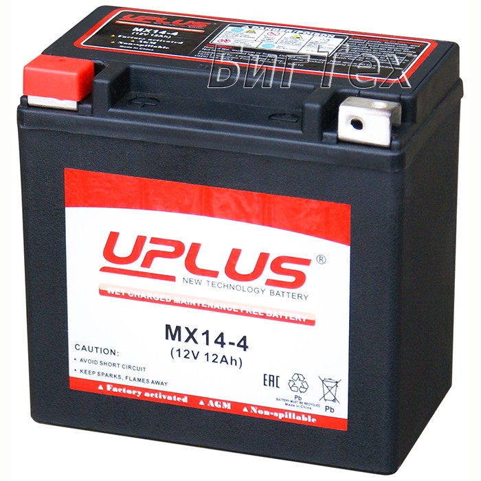 Мото аккумулятор Uplus MX14-4 AGM 12 Ач (YTX14H)