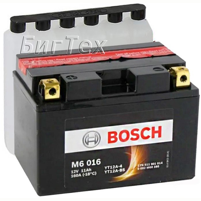 Мото аккумулятор Bosch M6 016 11 Ач (YT12A-BS)