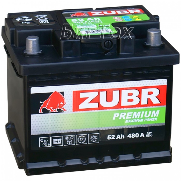 Аккумулятор автомобильный ZUBR PREMIUM ZP520 52...
