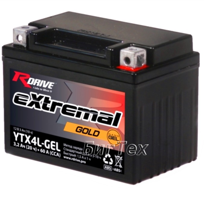 Мото аккумулятор RDrive Gold YTX4L GEL 3 Ач