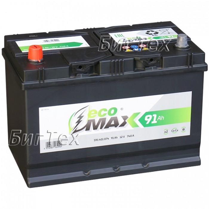 Аккумулятор автомобильный ECOMAX ASIA 91 Ah