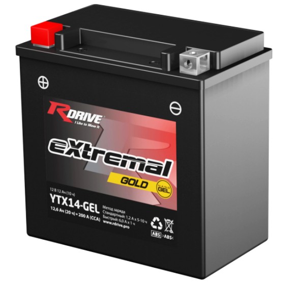 Мото аккумулятор RDrive GOLD YTX14-GEL 12.6 Ач...