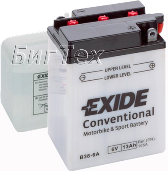 Мото аккумулятор EXIDE B38-6A 13Ач (6 Вольт)