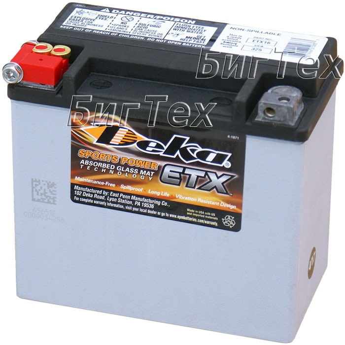 Мото аккумулятор Deka ETX16, 19Ач (YB16-B,...