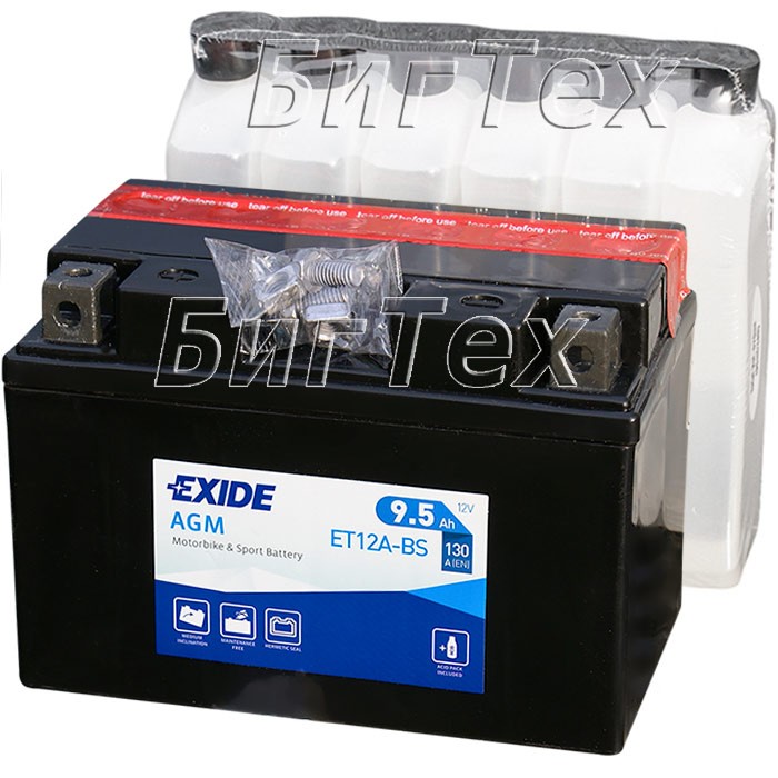 Мото аккумулятор EXIDE ET12A-BS 9.5 Ач (YT12A-BS)
