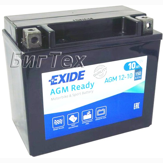 Мото аккумулятор EXIDE AGM 12-10, 10 Ач (YTX12-BS)