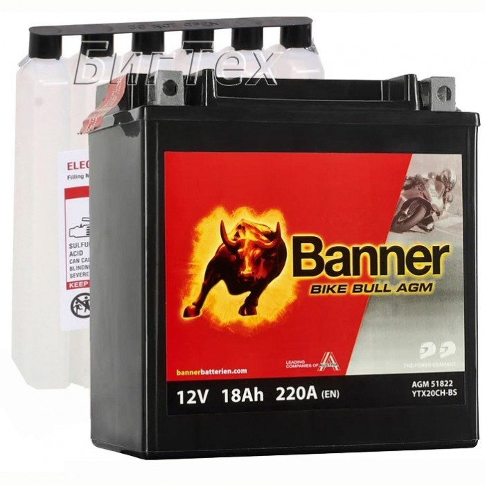 Мото аккумулятор BANNER BIKE Bull YTX20CH-BS...