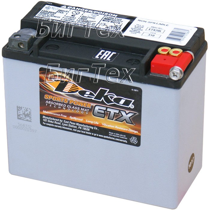 Мото аккумулятор Deka ETX20L 18 Ач (65989-97B,...