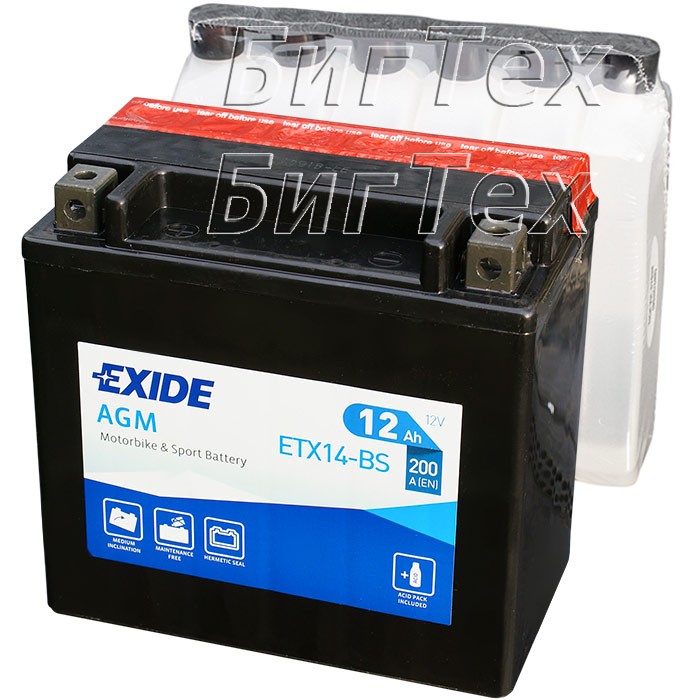 Мото аккумулятор EXIDE ETX12-BS 10 Ач (YTX12-BS)