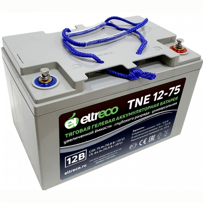 Аккумулятор тяговый Eltreco TNE12-75, 75 Ah...