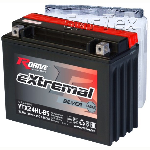 Мото аккумулятор RDrive Silver YTX24HL-BS AGM...