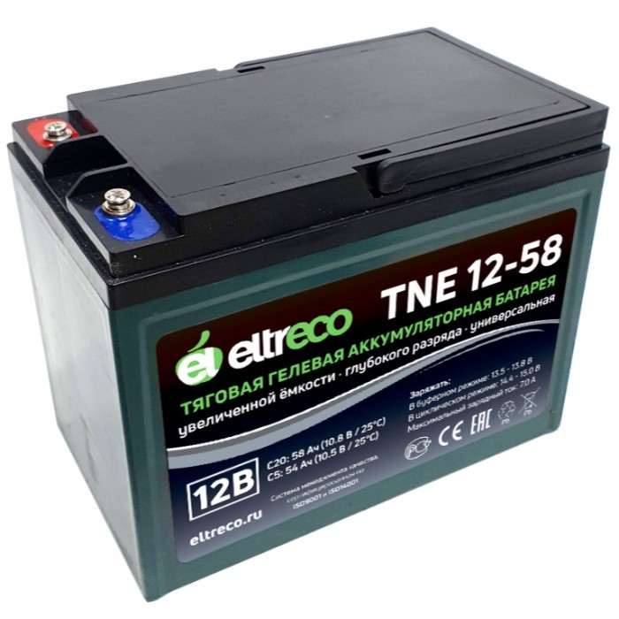 Аккумулятор тяговый Eltreco TNE12-58, 58 Ah...