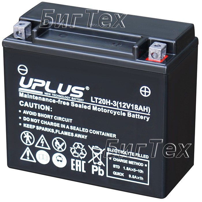 Мото аккумулятор Uplus EB20H-3 AGM 18 Ач (YTX20HL)