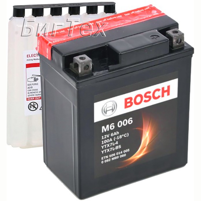 Мото аккумулятор Bosch M6 006 6 Ач (YTX7L-BS)