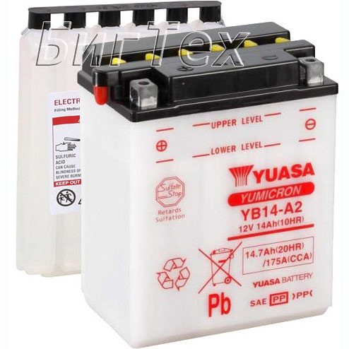 Мото аккумулятор YUASA YB14-A2, 14.7 Ач