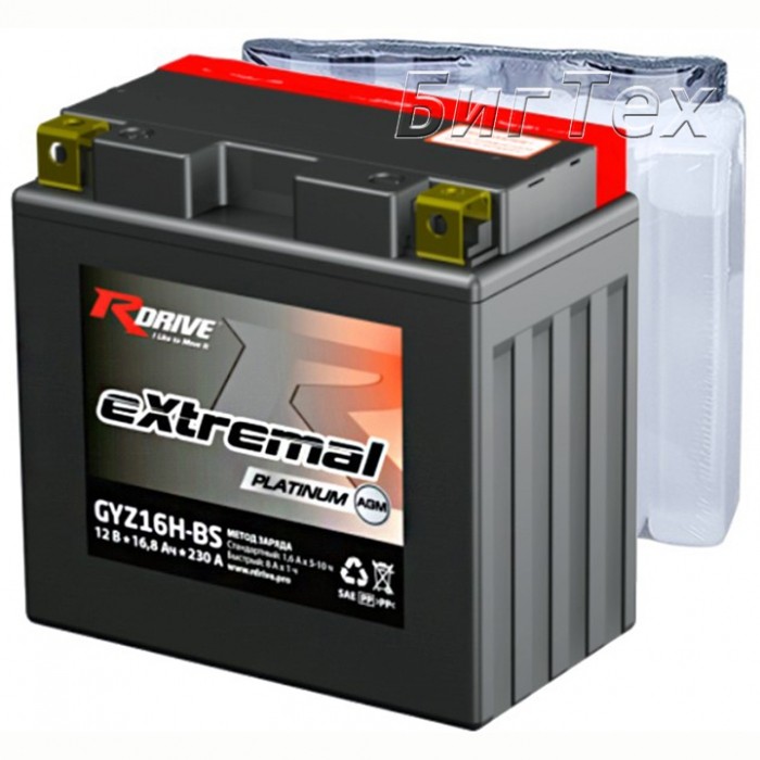 Мото аккумулятор RDrive PLATINUM GYZ16H-BS AGM...