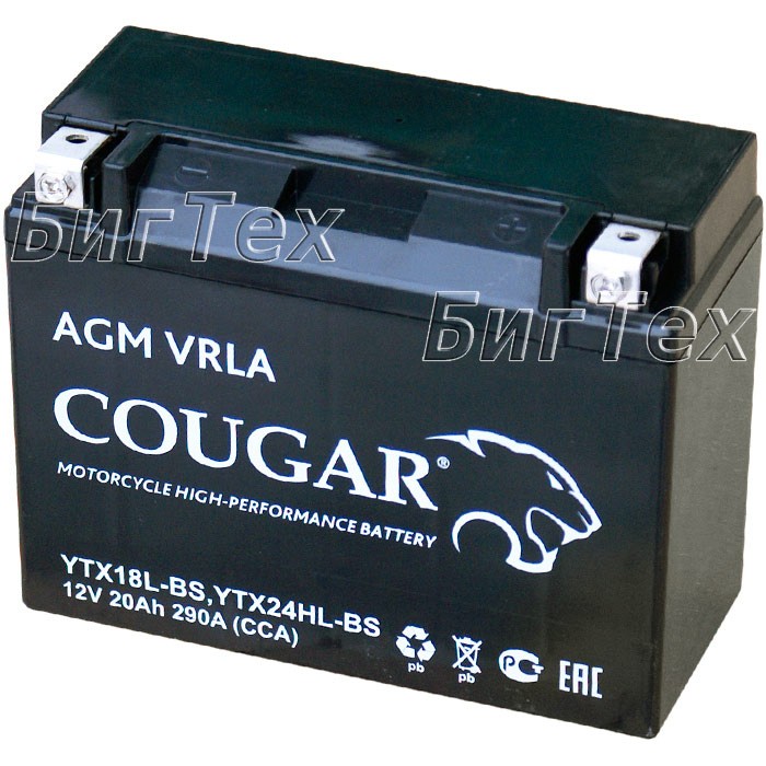 Мото аккумулятор COUGAR YTX24HL-BS, YTX18L-BS...