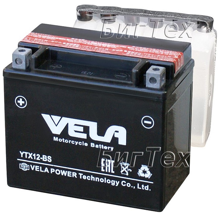 Мото аккумулятор Vela YTX12-BS AGM 12 Ач