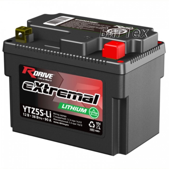 Мото аккумулятор Rdrive LITHIUM YTZ5S-Li 38 Втч...