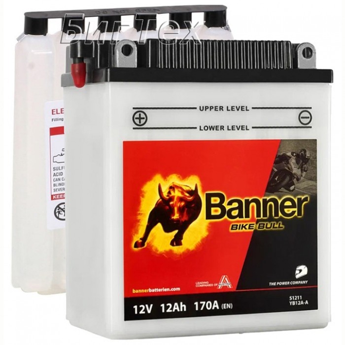 Мото аккумулятор BANNER BIKE Bull YB12A-A...