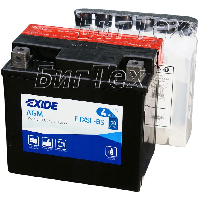 Мото аккумулятор EXIDE ETX5L-BS 4 Ач (YTX5L-BS)