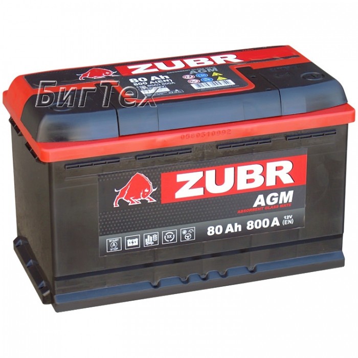 Аккумулятор автомобильный ZUBR AGM ZA800 80 Ач