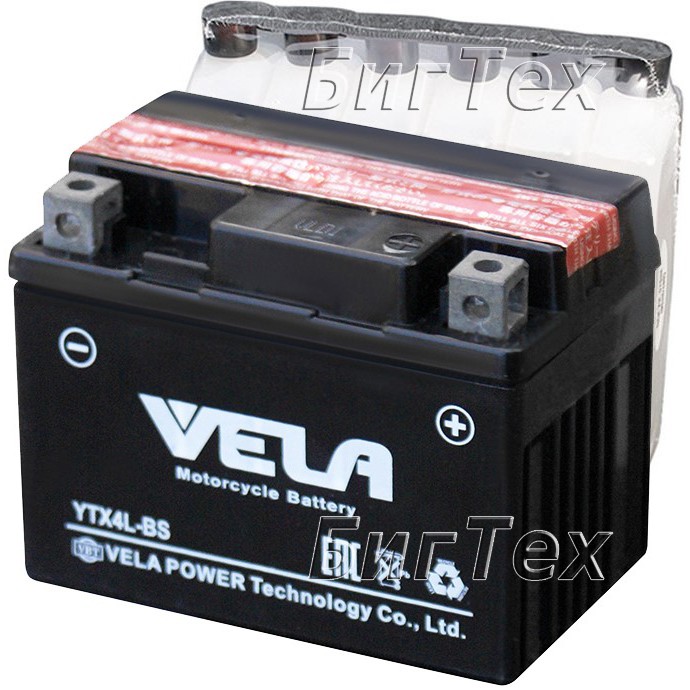 Мото аккумулятор Vela YTX4L-BS AGM 4 Ач