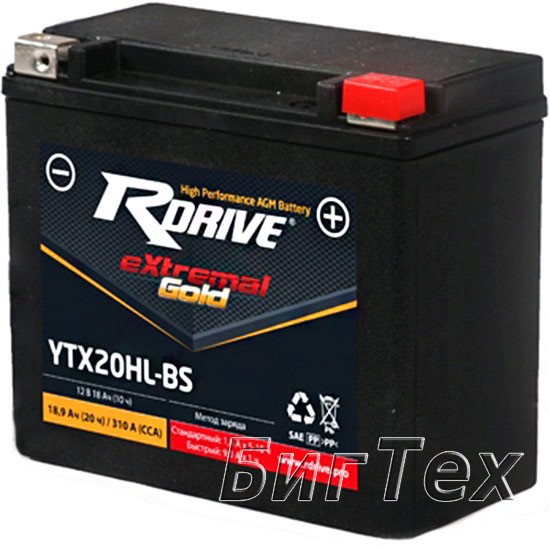 Мото аккумулятор RDrive Gold YTX20HL-BS AGM...